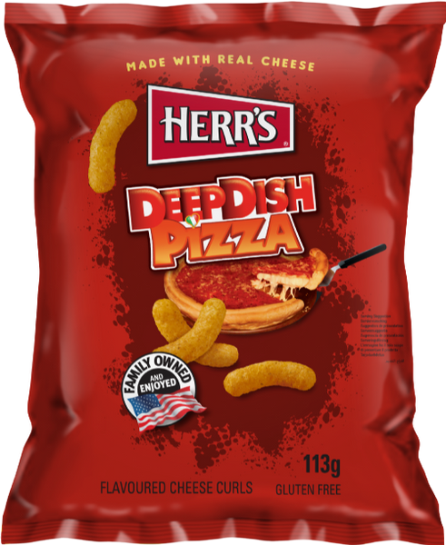 HERR'S Deep Dish Pizza Flavoured Cheese Curls 113g (Pack of 12)
