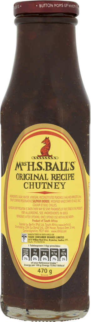 MRS H.S. BALL'S Original Recipe Chutney 470g (Pack of 8)