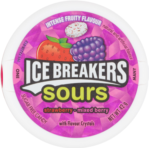 ICE BREAKERS Sours - Mixed Berry / Strawberry / Cherry 42g (Pack of 8)