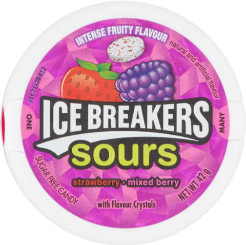 ICE BREAKERS Sours - Mixed Berry / Strawberry / Cherry 42g (Pack of 8)