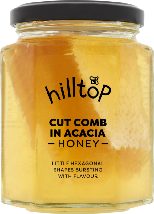 HILLTOP HONEY Cut Comb in Acacia Honey 340g (Pack of 4)