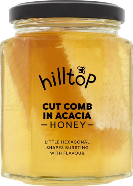 HILLTOP HONEY Cut Comb in Acacia Honey 340g (Pack of 4)