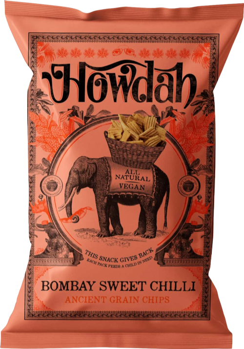 HOWDAH Bombay Sweet Chilli Ancient Grain Chips 130g (Pack of 6)