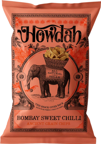 HOWDAH Bombay Sweet Chilli Ancient Grain Chips 130g (Pack of 6)