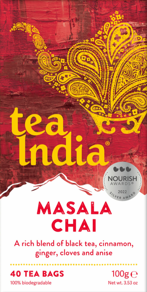 TEA INDIA Masala Chai 40 Teabags 100g (Pack of 4)