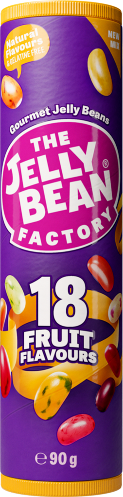 JELLY BEAN FACTORY 18 Fruit Flavours Mix - Tube 90g (Pack of 24)