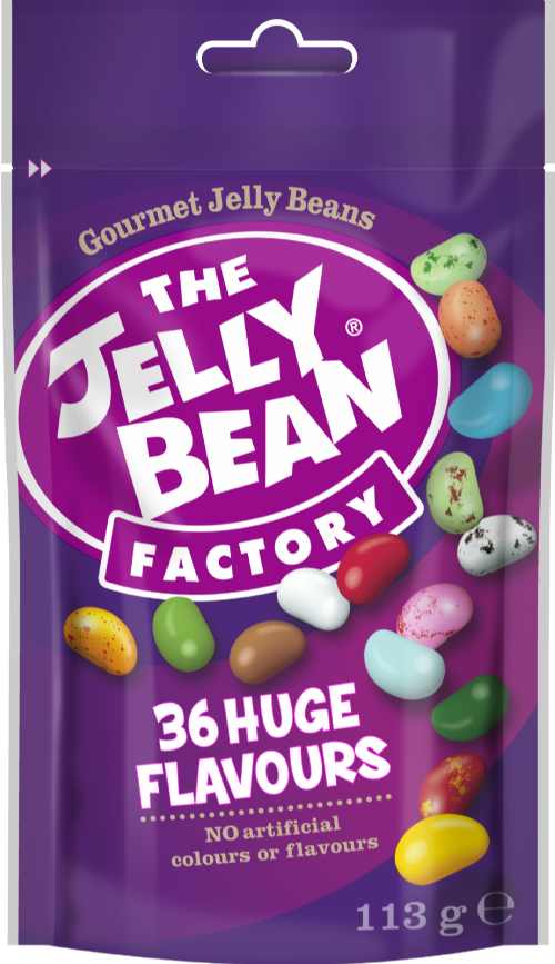 JELLY BEAN FACTORY 36 Huge Flavours Mix - Pouch 113g (Pack of 12)