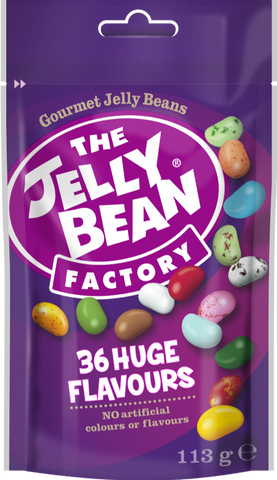 JELLY BEAN FACTORY 36 Huge Flavours Mix - Pouch 113g (Pack of 12)