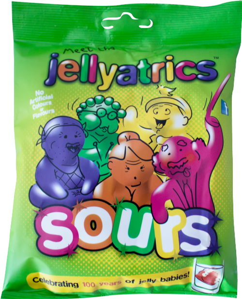 JELLYATRICS Fruit Flavoured Jellies - Sours 150g (Pack of 18)