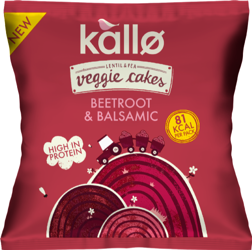 KALLO Lentil & Pea Veggie Cakes - Beetroot & Balsamic 22g (Pack of 12)
