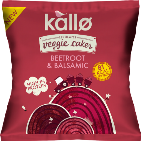 KALLO Lentil & Pea Veggie Cakes - Beetroot & Balsamic 22g (Pack of 12)
