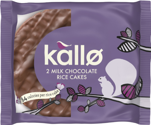 KALLO Milk Chocolate Topped Rice Cakes Twin Pack 33g (Pack of 30)
