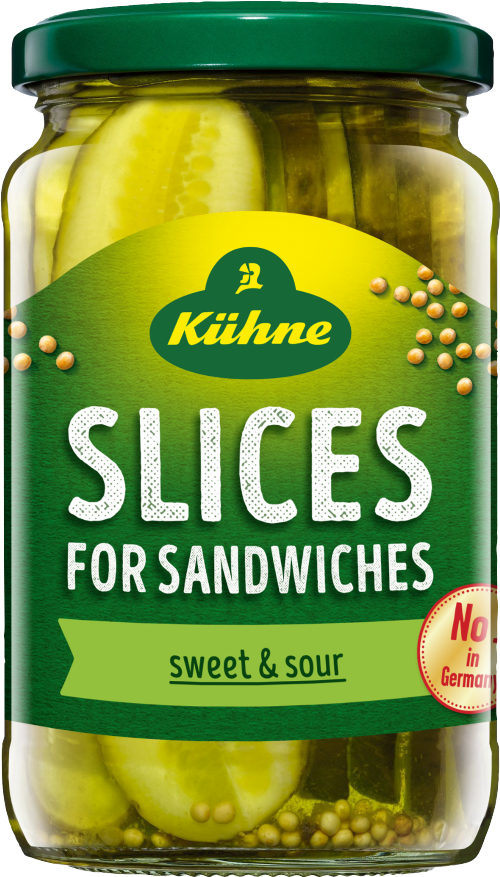 KUHNE Sweet & Sour Gherkin Slices 330g (Pack of 6)