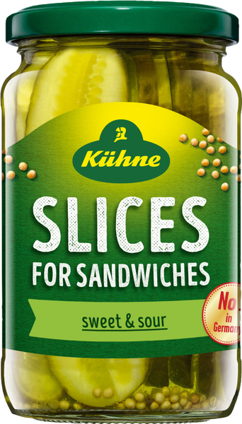 KUHNE Sweet & Sour Gherkin Slices 330g (Pack of 6)