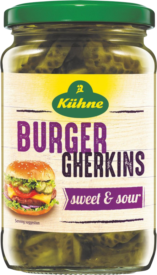 KUHNE Burger Gherkin Slices - Sweet & Sour 330g (Pack of 10)