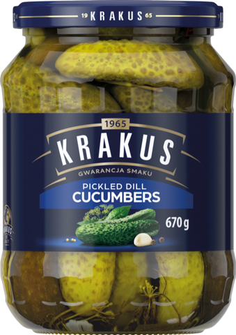 KRAKUS Pickled Dill Cucumbers 670g (Pack of 12)