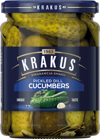 KRAKUS Pickled Dill Cucumbers 490g (Pack of 12)