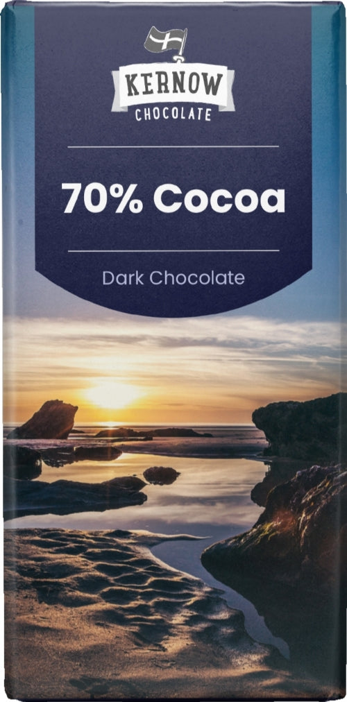 KERNOW 70% Cocoa Dark Chocolate Bar 100g (Pack of 20)