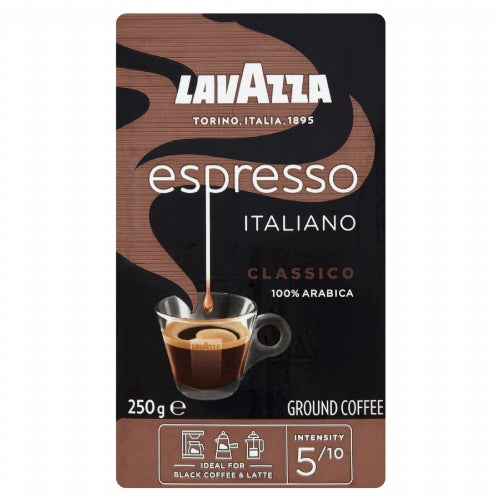 LAVAZZA Espresso Italiano 100% Arabica Ground Coffee 250g (Pack of 6)