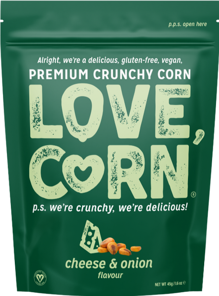 LOVE CORN Roasted Corn Snack - Cheese & Onion 45g (Pack of 10)