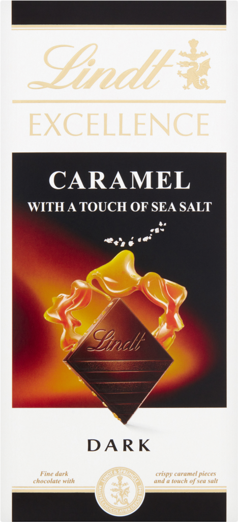 LINDT Excellence Dark Caramel & Sea Salt Bar 100g (Pack of 20)