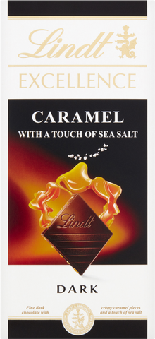 LINDT Excellence Dark Caramel & Sea Salt Bar 100g (Pack of 20)