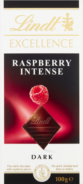 LINDT Excellence Dark Raspberry Intense Bar 100g (Pack of 20)