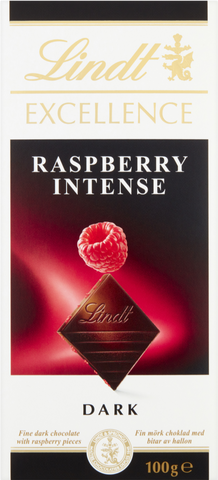 LINDT Excellence Dark Raspberry Intense Bar 100g (Pack of 20)