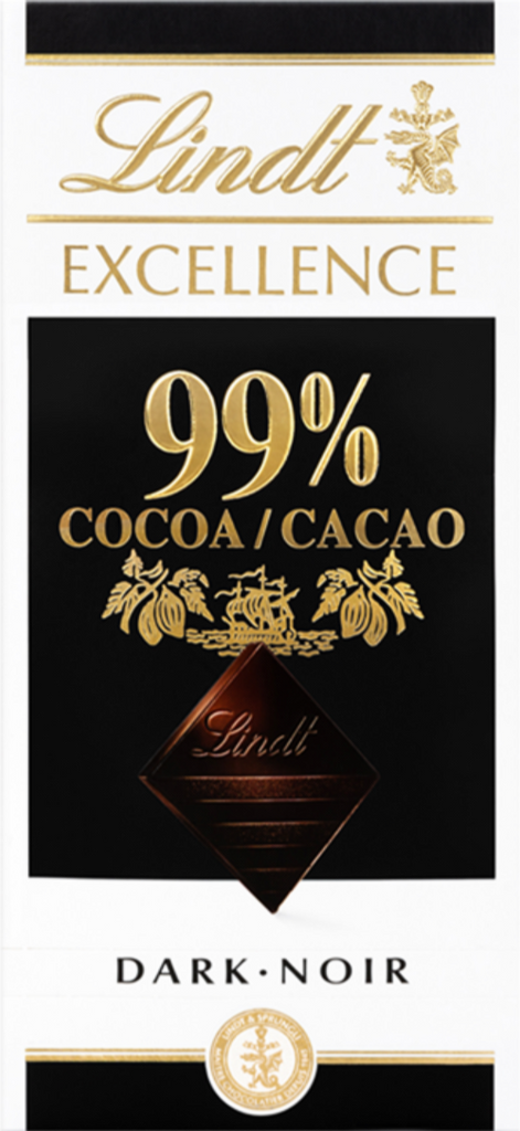 LINDT Excellence Dark 99% Cocoa Bar 50g (Pack of 18)