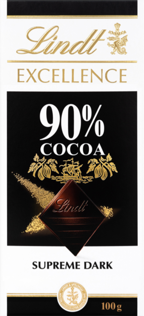 LINDT Excellence Dark 90% Cocoa Bar 100g (Pack of 20)
