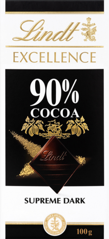 LINDT Excellence Dark 90% Cocoa Bar 100g (Pack of 20)