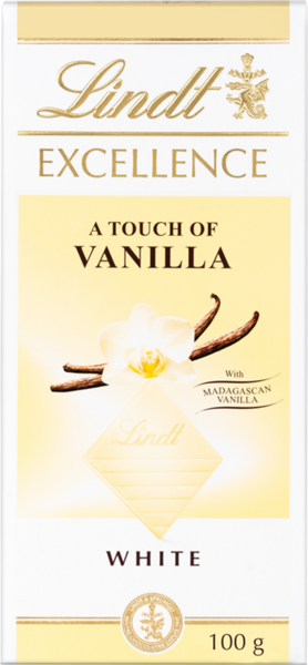 LINDT Excellence White Touch of Vanilla Bar 100g (Pack of 20)