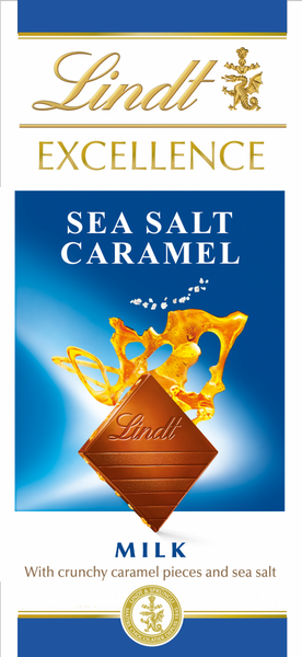 LINDT Excellence Milk Sea Salt Caramel Bar 100g (Pack of 20)