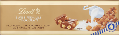 LINDT Milk & Hazelnut Gold Bar 300g (Pack of 10)