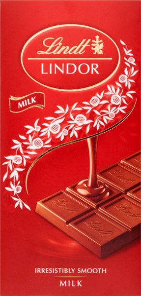 LINDT Lindor Bar Milk 100g (Pack of 18)