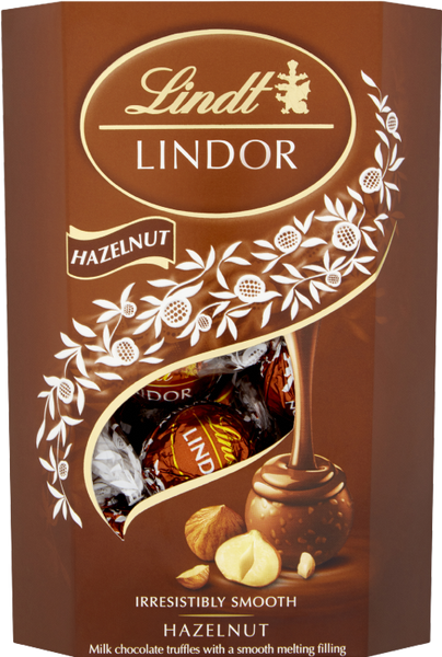 LINDT Lindor Hazelnut Cornet 200g (Pack of 8)