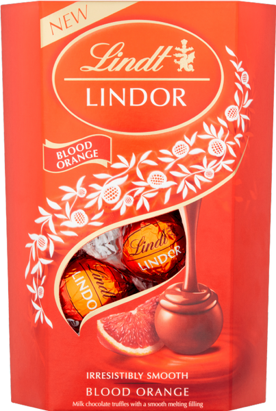 LINDT Lindor Blood Orange Cornet 200g (Pack of 8)