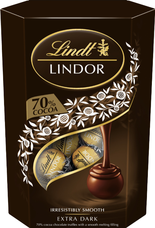 LINDT Lindor 70% Extra Dark Cornet 200g (Pack of 8)