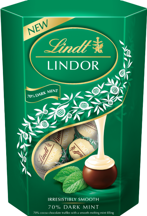 LINDT Lindor Dark Mint Cornet 200g (Pack of 8)