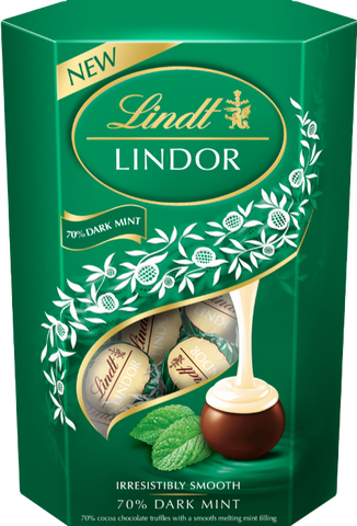 LINDT Lindor Dark Mint Cornet 200g (Pack of 8)