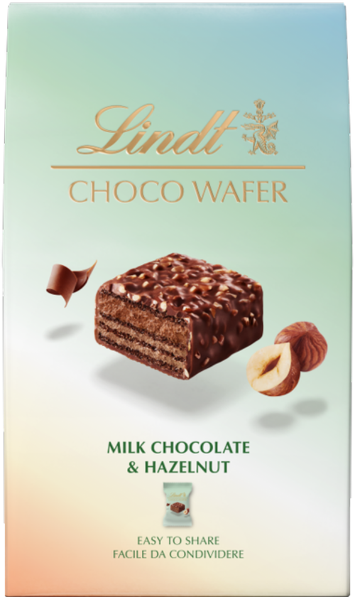 LINDT Choco Wafer - Milk Chocolate & Hazelnuts 135g (Pack of 8)