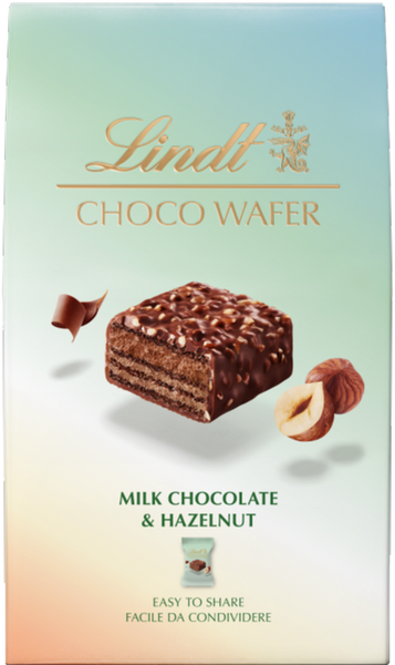 LINDT Choco Wafer - Milk Chocolate & Hazelnuts 135g (Pack of 8)