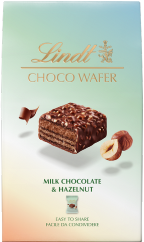 LINDT Choco Wafer - Milk Chocolate & Hazelnuts 135g (Pack of 8)