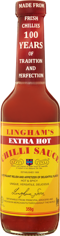 LINGHAM'S Extra Hot Chilli Sauce 358g (Pack of 6)