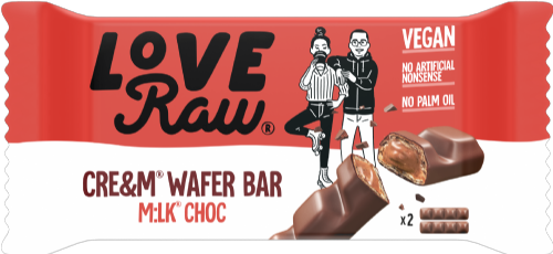 LOVERAW Cream Wafer Bar - Milk Choc 43g (Pack of 12)