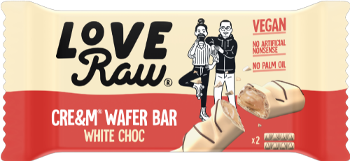 LOVERAW Cream Wafer Bar - White Choc 45g (Pack of 12)