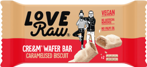 LOVERAW Cream Wafer Bar - Caramelised Biscuit 45g (Pack of 12)