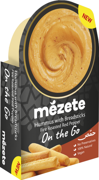 MEZETE On the Go - Roasted Pepper Hummus / Bread Sticks 92g (Pack of 6)