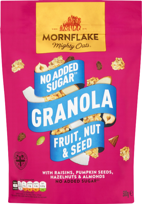 MORNFLAKE No Added Sugar Granola - Fruit, Nut & Seed 500g (Pack of 6)