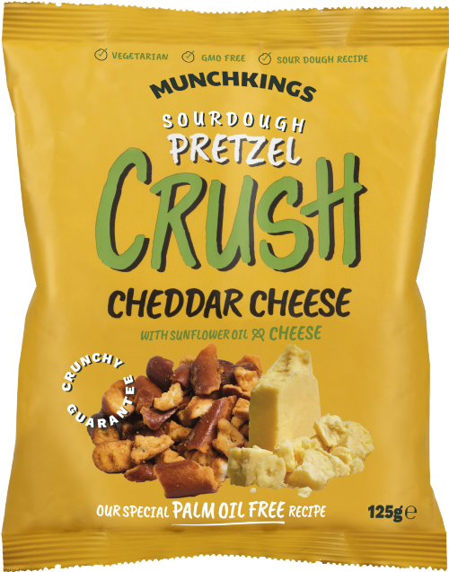 MUNCHKINGS Pretzel Crush - Cheddar Cheese 125g (Pack of 9)